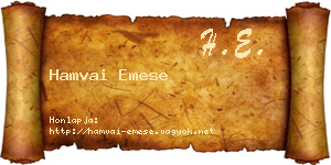 Hamvai Emese névjegykártya